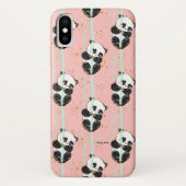 Niedliches GoldGlitzer Kawaii Panda-Muster Case-Mate iPhone Hülle (Rückseite)