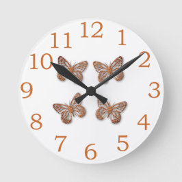 Niedliches Goldschmetterlingsmuster Runde Wanduhr