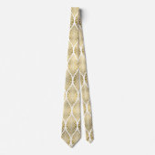 Niedliches Goldweiße Kunst-Deko-Muster-Krawatte Krawatte (Vorderseite)