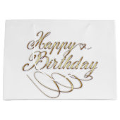 niedliches goldweißes Happy Birthday Party Große Geschenktüte (Vorderseite)