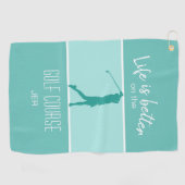 Niedliches Golfer Golfplatz Sportangebot Aquamarin Golfhandtuch (Horizontal)