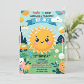 Niedliches Golfgelände für Neugeborene in einem er Einladung (Stehend Vorderseite)