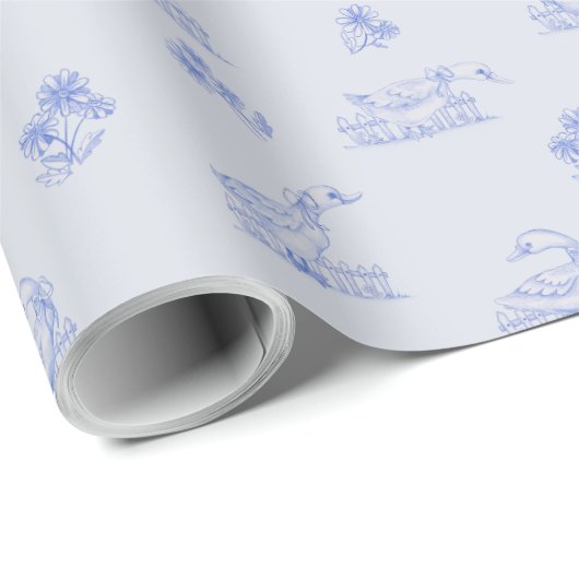 Niedliches Goose Toile Muster Geschenkpapier (Rolleneckpunkt)
