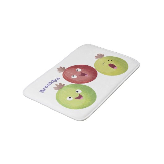 Niedliches Gooseberry-Trio mit Cartoon Badematte (Schrägansicht)