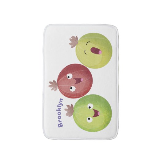 Niedliches Gooseberry-Trio mit Cartoon Badematte (Vorderseite Vertikal)