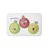 Niedliches Gooseberry-Trio mit Cartoon Badematte (Vorderseite)