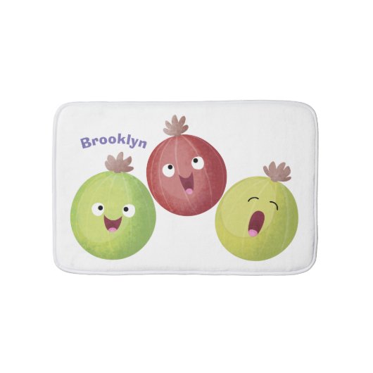 Niedliches Gooseberry-Trio mit Cartoon Badematte (Vorderseite)