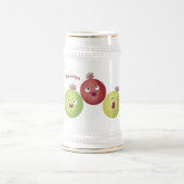 Niedliches Gooseberry-Trio mit Cartoon Bierglas (Mittel)