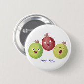 Niedliches Gooseberry-Trio mit Cartoon Button (Vorne & Hinten)