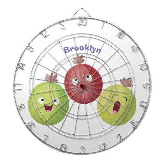Niedliches Gooseberry-Trio mit Cartoon Dartscheibe (vorne)