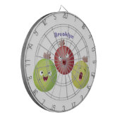 Niedliches Gooseberry-Trio mit Cartoon Dartscheibe (Vorderseite Links)