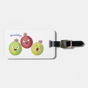 Niedliches Gooseberry-Trio mit Cartoon Gepäckanhänger