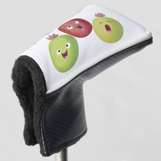 Niedliches Gooseberry-Trio mit Cartoon Golf Headcover (3/4 Vorderseite)