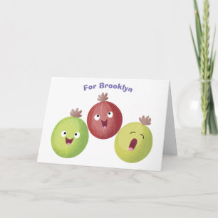 Niedliches Gooseberry-Trio mit Cartoon Karte
