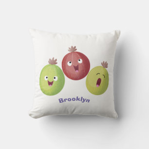 Niedliches Gooseberry-Trio mit Cartoon Kissen