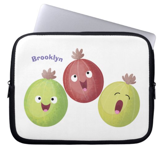 Niedliches Gooseberry-Trio mit Cartoon Laptopschutzhülle (Vorderseite)