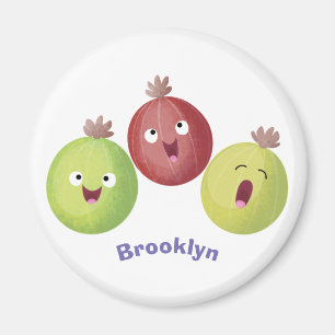 Niedliches Gooseberry-Trio mit Cartoon Magnet