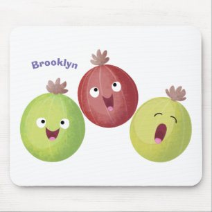 Niedliches Gooseberry-Trio mit Cartoon Mousepad