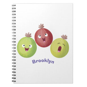 Niedliches Gooseberry-Trio mit Cartoon Notizblock