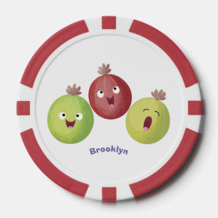 Niedliches Gooseberry-Trio mit Cartoon Pokerchips