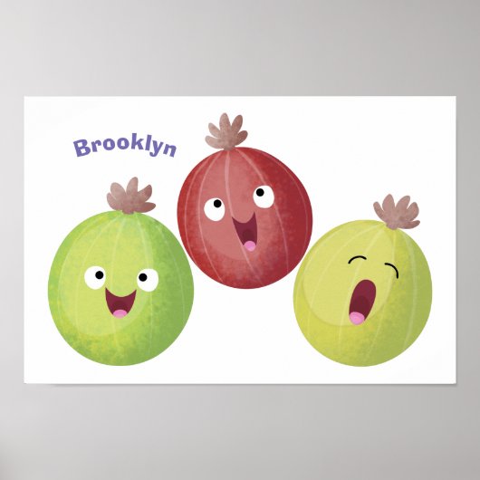 Niedliches Gooseberry-Trio mit Cartoon Poster (Vorne)