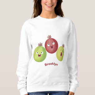 Niedliches Gooseberry-Trio mit Cartoon Sweatshirt