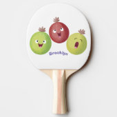 Niedliches Gooseberry-Trio mit Cartoon Tischtennis Schläger (Rückseite)