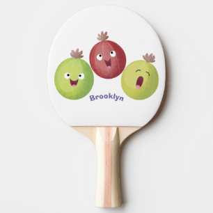 Niedliches Gooseberry-Trio mit Cartoon Tischtennis Schläger