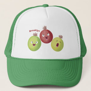Niedliches Gooseberry-Trio mit Cartoon Truckerkappe