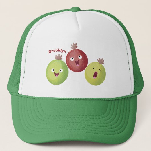 Niedliches Gooseberry-Trio mit Cartoon Truckerkappe (Vorderseite)