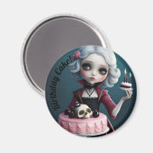niedliches gotisches Vampirmädchen mit Schädel Geb Magnet (Vorderseite/Rückseite)