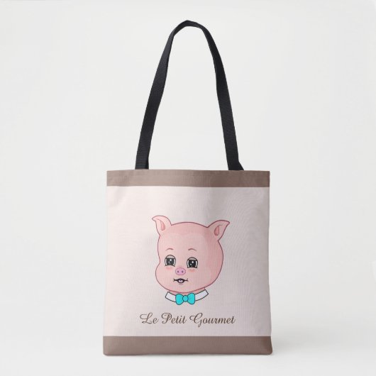 Niedliches Gourmet Klein Pig auf Beige Tasche (Vorderseite)