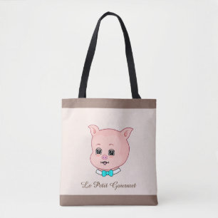Niedliches Gourmet-Schweinchen auf Beige Tasche