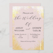 Niedliches Gras Gelb Elegantes Pastell Rosa Hochze Einladung (Vorne/Hinten)