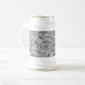Niedliches, graues Blumenmuster Bierglas (Vorderseite Links)