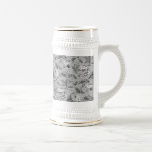Niedliches, graues Blumenmuster Bierglas (Rechts)