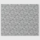 Niedliches, graues Blumenmuster Geschenkpapier (Flach)