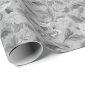 Niedliches, graues Blumenmuster Geschenkpapier (Rolleneckpunkt)