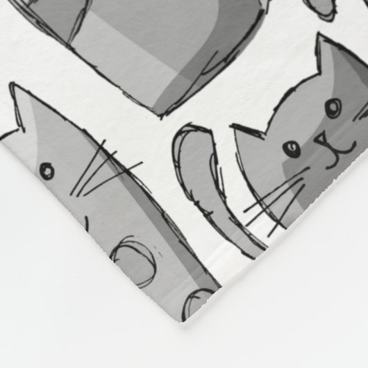Niedliches graues Cats-Muster Fleecedecke (Ecke)
