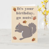 Niedliches graues Eichhörnchen Funny Go Nuts Gebur Karte (Gelbe Blume)