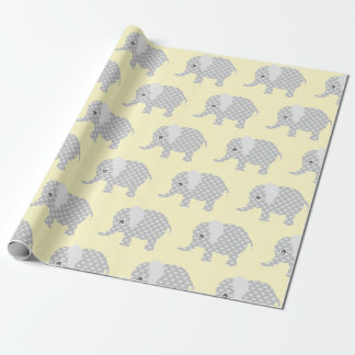 Niedliches graues Elefant-Muster scherzt Gelb Geschenkpapier