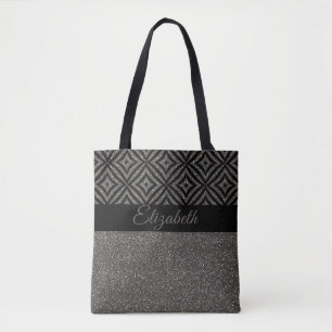Niedliches graues Glitzer-Schwarz-Muster Tasche