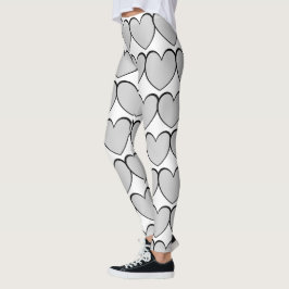 Niedliches graues Herzmuster Weiß Leggings