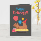 Niedliches graues Huhn und Kuchen Spaß Geburtstag Karte (Gelbe Blume)