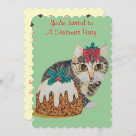 niedliches graues Kätzchen zum Weihnachtsanfang Einladung