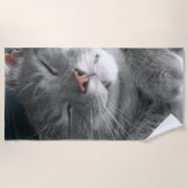 Niedliches graues Katzen-Badetuch Strandtuch (Vorderseite)