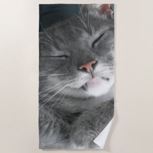 Niedliches graues Katzen-Badetuch Strandtuch