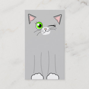 Niedliches graues Katzen-Haustier-sitzende Visitenkarte
