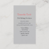 Niedliches graues Katzen-Haustier-sitzende Visitenkarte (Rückseite)