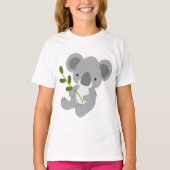 Niedliches graues Koala-Bärchen mit grünem Leaf T-Shirt (Vorderseite)